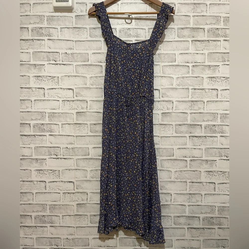 Arizona blue floral print sleeveless button front dress Medium